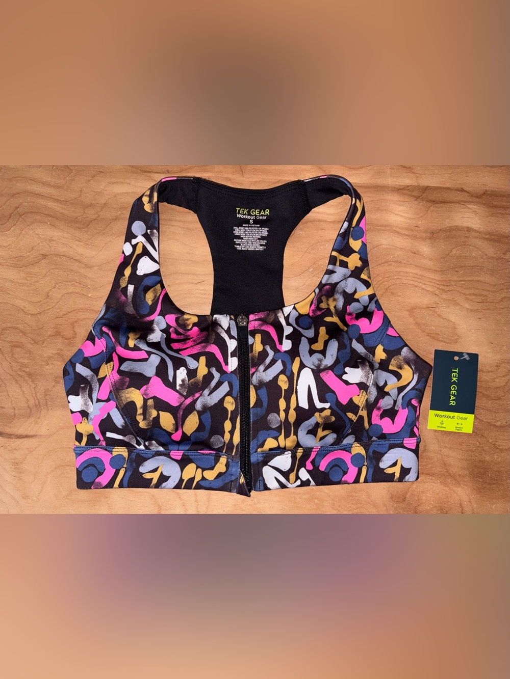 Tek Gear Front-Zip Graffiti Print Sports Bra